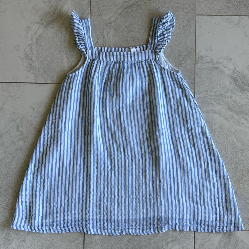 Angel Dear Blue and White Striped Kids Sundress - Picture 2 of 6